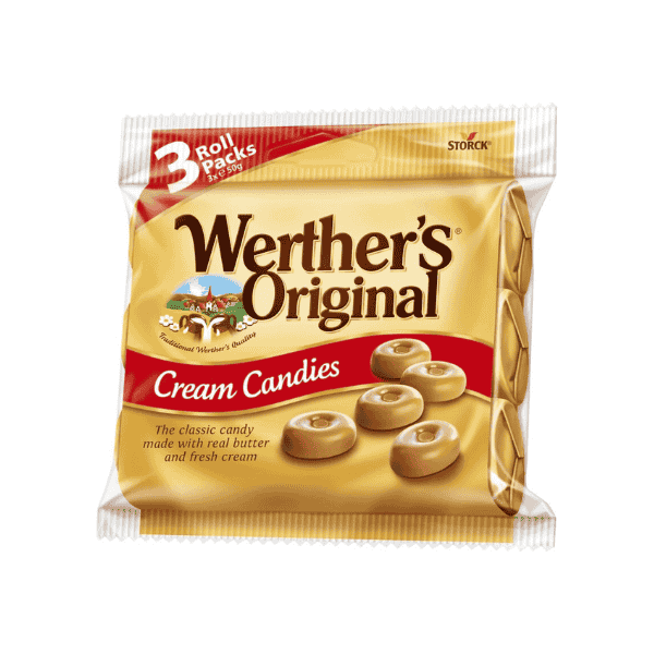 Werther's Original Cream Candies Rolls 3PK 150g of Creamy Caramel Indulgence