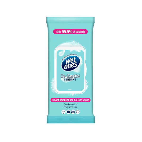 Wet Ones Be Gentle Sensitive Antibacterial Wipes 40 Wipes Fragrance and Paraben Free