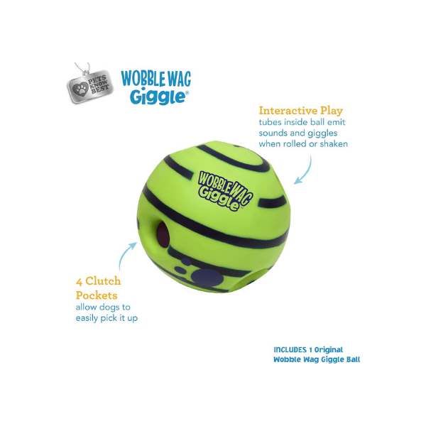 Wobble Wag Giggle Ball  Fun Interactive Dog Toy in Green Perfect for Playtime