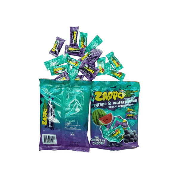 ZAPPO Grape & Watermelon Sour Flavour Chews A 150g Taste Sensation