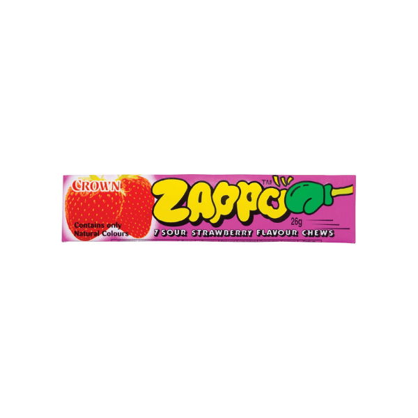 ZAPPO Sour Strawberry Chews 104g 4 Pack for Ultimate Flavor