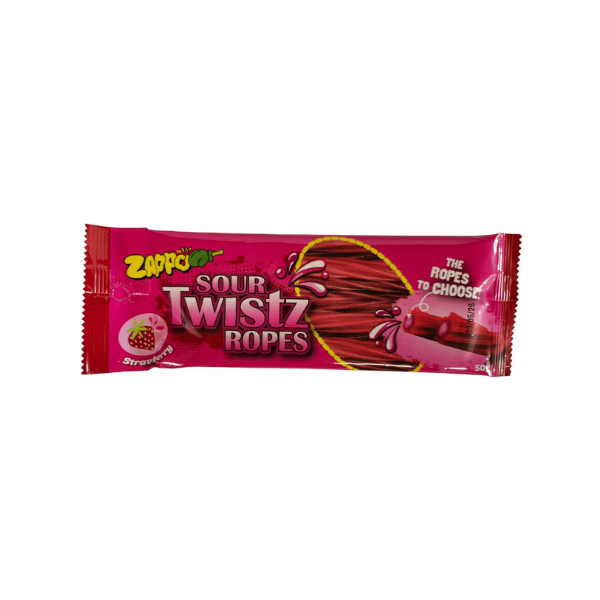 ZAPPO Sour Twistz Ropes Enjoy 50g of Strawberry Flavour Bliss