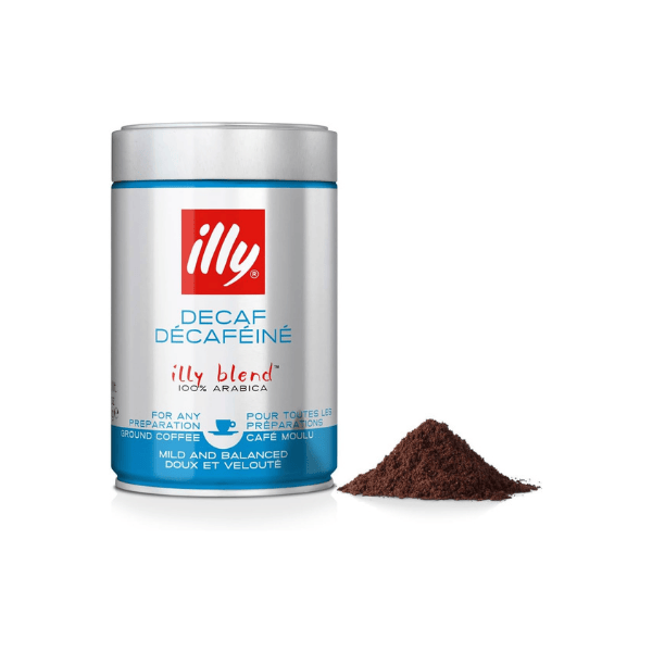 illy Decaf Ground Coffee 100% Arabica, 250 g – Smooth and Flavorful